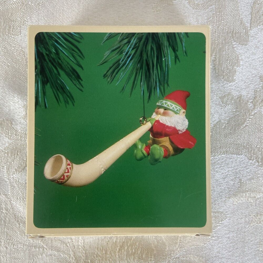 1984 Hallmark Alpine Elf  With Horn Christmas Ornament